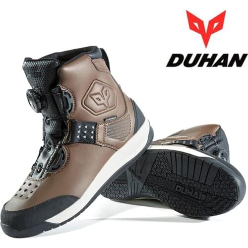 DUHAN Men Motorcycle Boots Leather Waterproof Shoes Motocross Motorbike Riding Boots Botas Moto Motorbike Boots