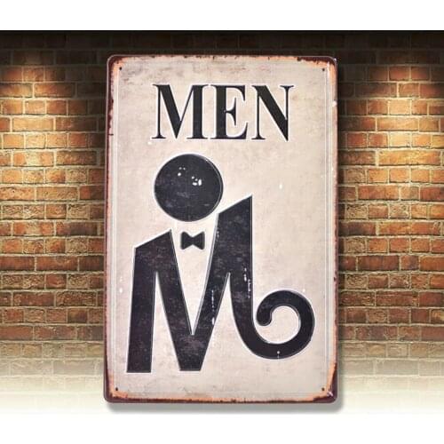 Men Vintage Tin Metal Signs Restroom Decor Art Wall Poster