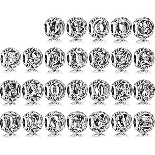 Original 1: 1 High Quality 100% S925 Sterling Silver Classic Retro 26 Letter Glamour Fashionable Women Popular Diy Jewelry