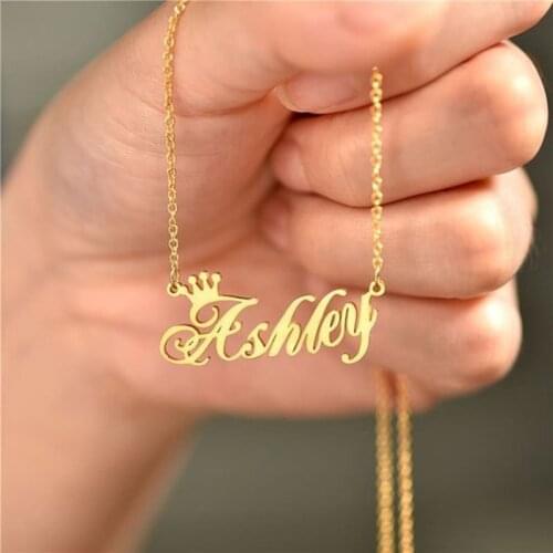 Custom Name Crown Necklace Nameplate Stainless Steel Necklace For Women Personalized Gold Chain Customized Princess BFF Jewelry