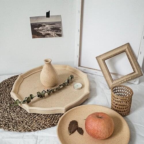 Cutelife Nordic Round Wooden Serving Tray Decorative Perfume Breakfast Coffee Kitchen Tray Organizer Jewelry Table Storage Tray