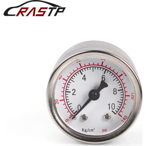 RASTP - Billet Aluminum Case 1/8 NPT Thread Fuel Pressure Gauge Liquid 0-140PSI Oil Pressure Gauge Fuel Gauge RS-CAP012