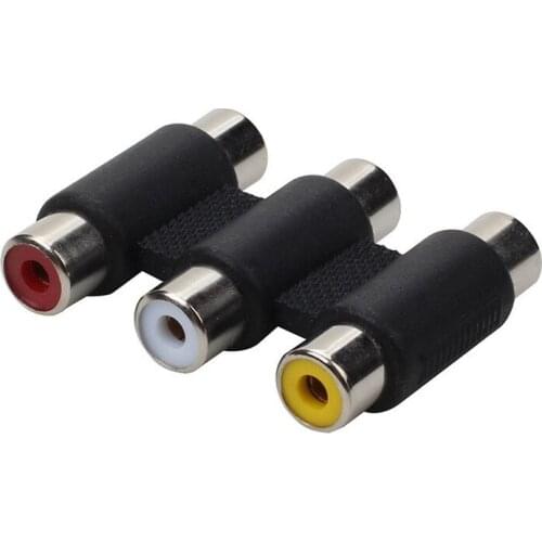 RCA Lotus Female Tee DVD Connection TV 3 To 3 Connection Extension Audio Adapter Conversion Head AV Female Pass-through