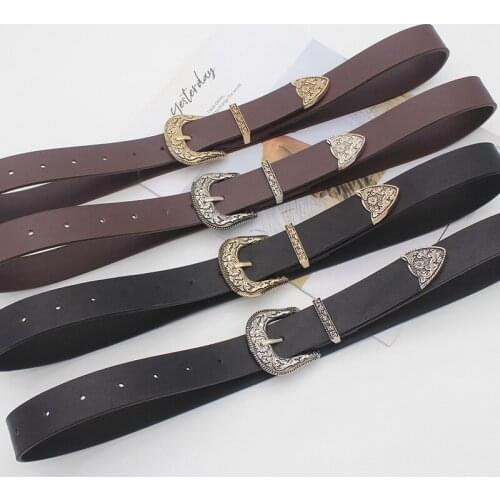 Belt For Women Fashion Faux Leather One Or Two Archaistic Buckle For Dress 2.8 cm Width PU Women Belts