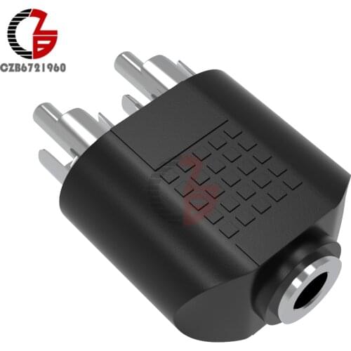 Silver 3.5mm Female to 2 RCA MALE Stereo Audio Adapter Connector Convertor Sound Voice Jack Socket Plug