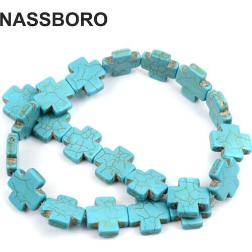 20mm Square Cross Synthetic Loose Spacer Stone Beads For Jewelry Making DIY/Handmade Bracelet Necklace Wholesale NASSBORO
