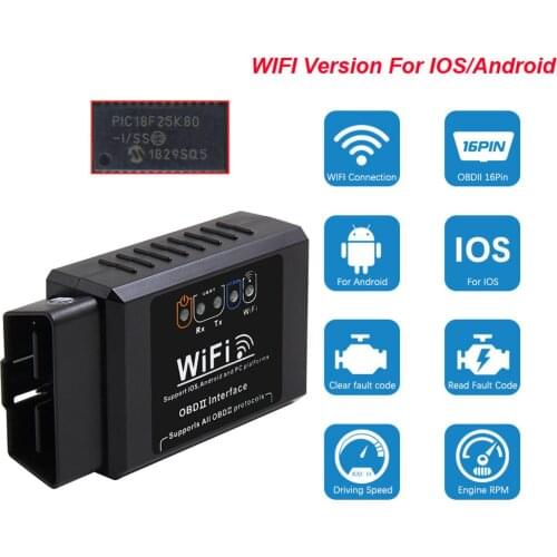 Elm327 V1.5 OBD2 Wifi PIC18F25K80 Scanner Wi-fi Odb2 For Android/IOS ELM 327 V 1 5 OBD 2 OBD2 Adapter Car Diagnostic Auto Tool