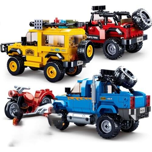 Sluban off road cars sets model building blocks bricks cross country suv jeep Humvee speed race City Pickup Overland technique
