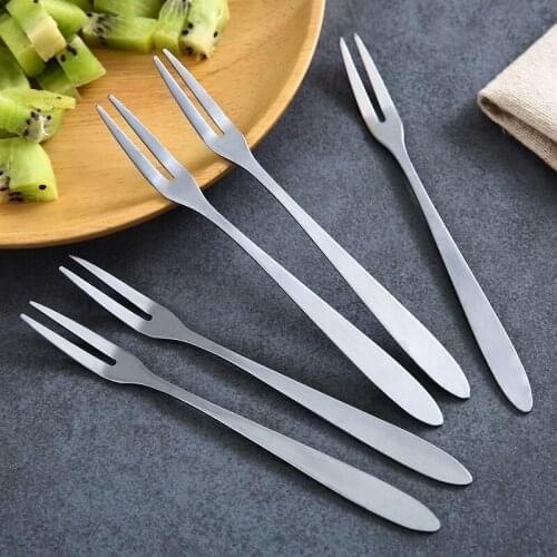 10X Stainless Steel Fruit Fork Cutlery Pickle Cake Snack Dessert Salad Flatware