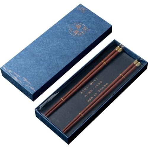 High Quality Premium Natural Red SandalWood Chopsticks Gift Box Packaging Household Cutlery Tableware Set Chinese Chopsticks