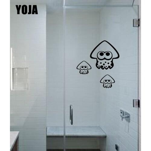 YOJA 26x23.6CM Cute Squid Bathroom Glass Decal Child Room Decoration Wall Sticker G2-0578