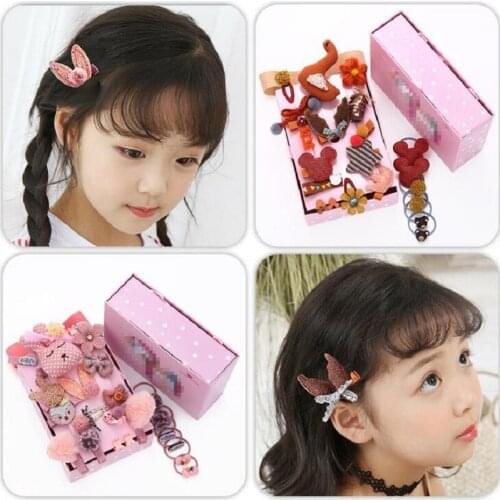 24 Pcs/Set Gift Unicorn Pattern Children Hair Clip Band Cartoon Animals Clips Kids Cute Rabbit Baby Girl Accessories
