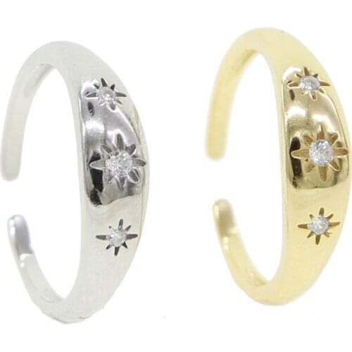 Sterling silver 925 ring for women classic simple design cz star starburst siget finger ring