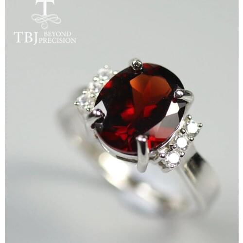 TBJ Garnet oval 9*11mm 4ct gemstone Ring Mozambique red garnet gemstone fine jewelry 925 sterling silver for women gift