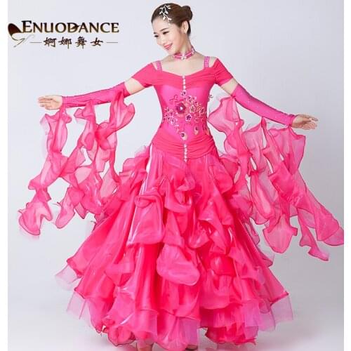 Female Moden Dance Dress Girls Ballroom Dance Suit Embroidered Waltz Tango National Standard Dance Wear Competition Dress D-0419