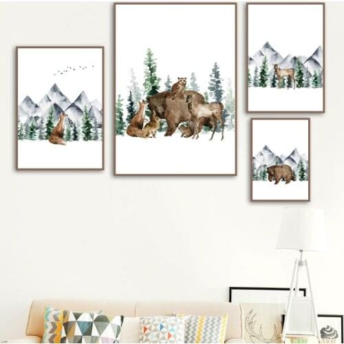 Home Decoration Painting Forest Trees Animal Canvas Painting Study Room Living Room Wall Decoration Poster Bedroom Dining Room