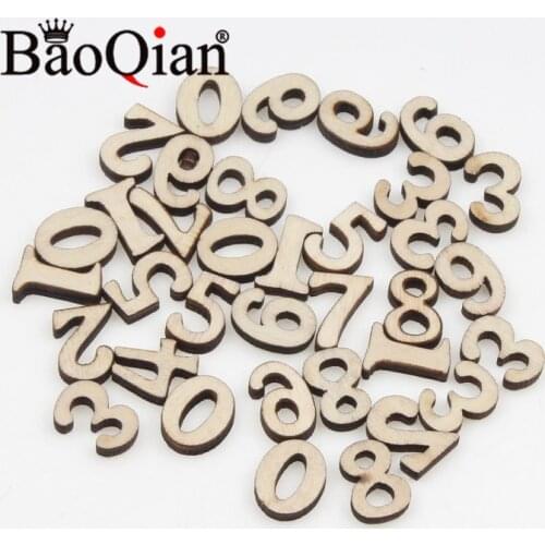 100pcs/lot Natural Wooden Scrapbook 15mm Number Pattern Childrens Educational Puzzle Diy Charm Home Decoration Crafts