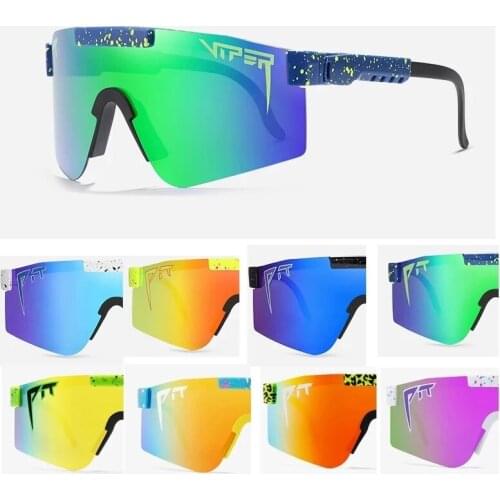 2020 Pit Viper Flat Top Sun Glasses TR90 Blue Frame Mirrored Lens Windproof Sport Polarized Sunglasses For Men/Woman UV400