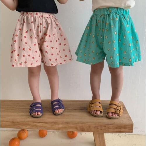 2021 new style girls boys floral shorts summer cotton fashion kids shorts