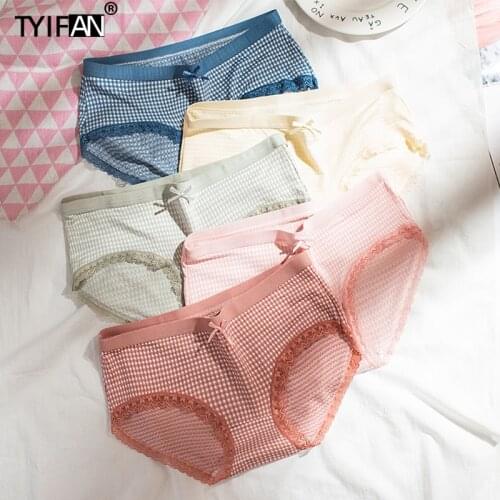 2021 Sexy Plaid Womens Panties Briefs Lingerie Underwear For Girls Sensual Female Free Shipping Shorts Brazilian Lovely Thread