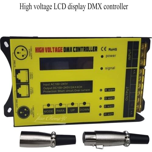 2X4CH High voltage RGBW controller DMX512 LCD display For 110v-220VAC 5050 RGB/RGBW led strip