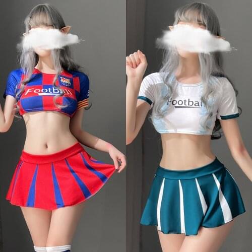 3pcs/set Sexy Lingerie Cheerleading Uniform for Women Mini Skirt Top Underwear High Elastic Clubwear Cosplay Halloween Costume