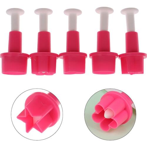 5PCS Plastic Cookie Cutter Cake Mold Star Button Plum Heart Biscuit Fondant DIY Stamping Mould Sugarcraft Cake Decorating Tools