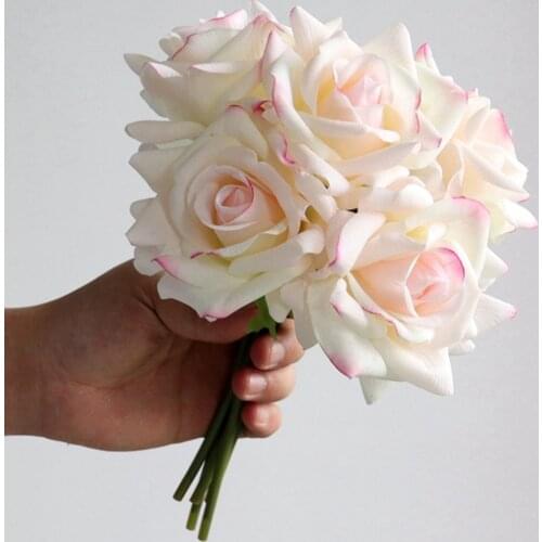 5pcs/lot Rose Artificial Flowers Wedding Bouquet Silk Rose Flower for Home Party Decoration Fake Flowers Christmas Flowers