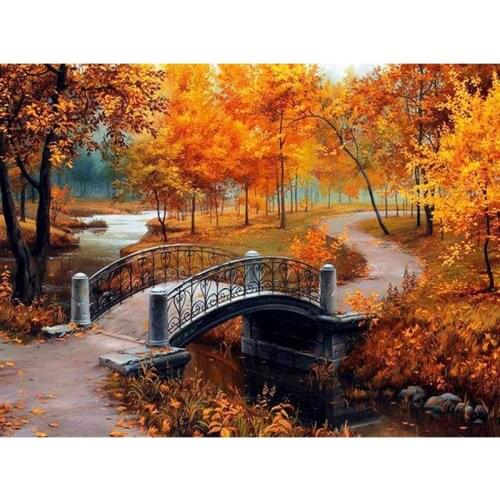 5D Diamond Painting Cross Stitch Scenery Autumn Tree DIY Diamond Embroidery Landscape Picture Of Rhinestone Scenery Home Decor
