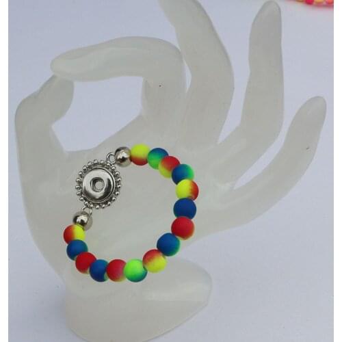 6PCS Children Diy Snap Jewelry Colorful Beads Bracelets 15CM Fit 12mm Metal Button Charms Snap Bracelets Jewelry For Kids