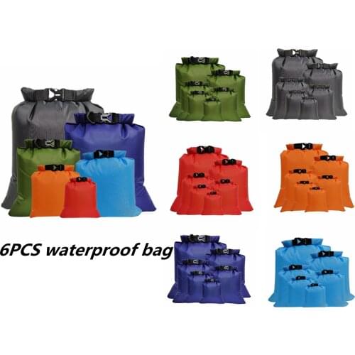 6-Piece Waterproof Bag Waterproof Storage Bag Outdoor Multi-Function Lightweight River-Tracking Rafting Finishing Bag Drying Bag