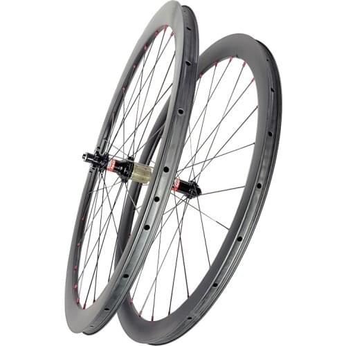 700c 40mm x 28mm Tubeless Clincher Road Disc straight pull carbon wheelset UD 3K 12K 24H D411SB D412SB 6-bolt HG XDR Gravel bike