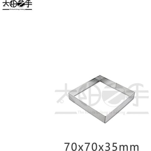 70x70x35mm Square Perforated Tart Ring 304 Stainless Steel Tart Ring Tartlet Mold Make Square Fruit Pie Egg Tart