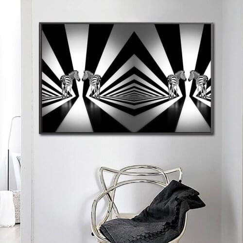 Abstract Geometric Black White Zebra Animal Oil Paintings Wall Art Animal Prints Posters Wall Picture For Living Room Home Décor