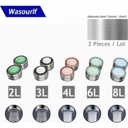 WASOURLF 2 PCS Water Saving Faucet Aerator Stainless Steel Shell M24 Male Thread 2L 3L 4L Tap Kitchen Accessories Fitting