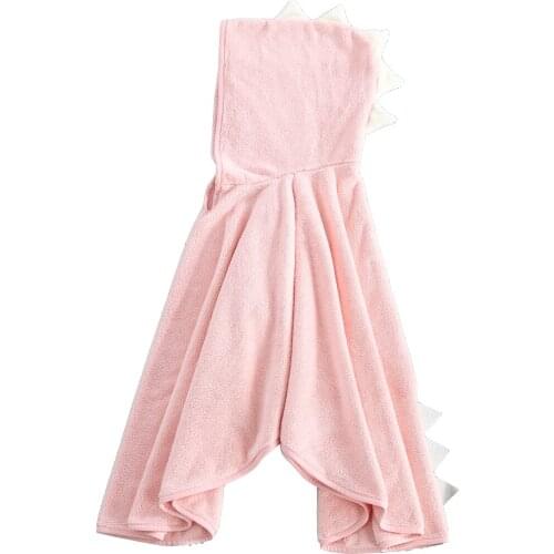 Childrens Little Dinosaur Coral Fleece Bathrobe Hooded Bath Towel Baby Bath Towel Cloak Bathrobe Absorbent Cover Blanket
