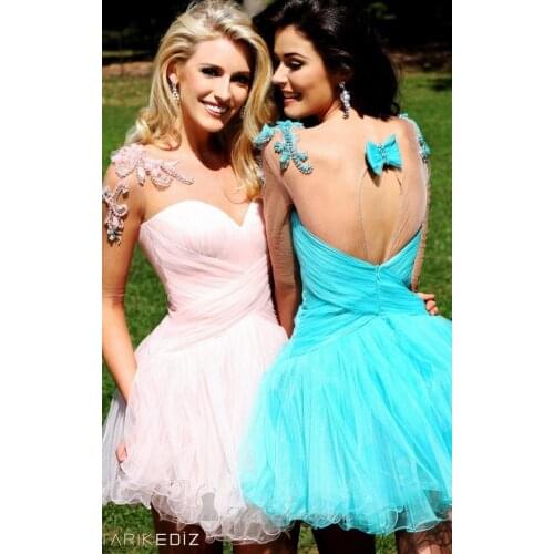 Free shipping 2016 new design Open Back Cocktail Sweetheart Party Graduation Ball Gown short sexy beadng prom dress custom size