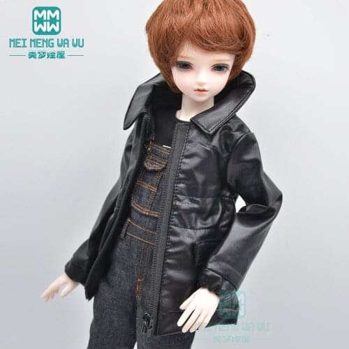 BJD dolls Accessories clothes fits 43-45cm 1/4 MSD MK YOSD fashionable PU leather clothes denim overalls vests