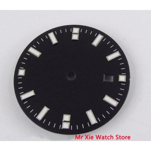 31.5mm Black Watch Face Mens Watch Date Window Watch Dial Fit For MINGZHU 3804(GMT) Automatic Movement