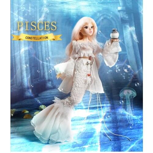 DBS MMGirl 12 Constellation Pisces like BJD 1/6 30cm doll white fishtail dress dream body toy girl gift