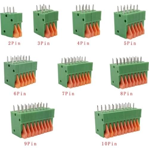 KF141V 2.54mm Pitch Straight Pin PCB Mounted Spring Screless Terminal Blocks Connector 2/3/4/5/6/7/8/9/10 P 150V 2A for 26-20AWG