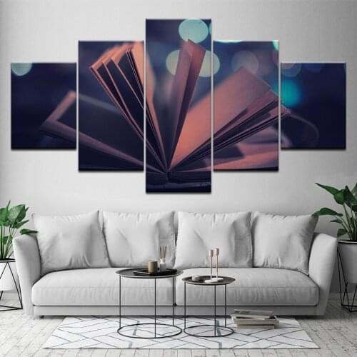 Classic Book Wall Pictures For Living Room Modern 5 Piece Modular HD Printed Cuadros Decor English Book Canvas Painting Artwork
