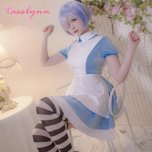 Anime Rem Ram Maid Dress Set Cosplay Re Life In A Different World From Zero Cosplay Set Costume for Lolita Rem Ram Cos