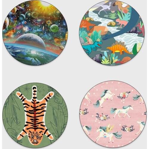 Creative Round Carpet Child Room Play Area Rugs Star Universe Series Pattern Circular Living For Bedroom Home Room Carpets Decor