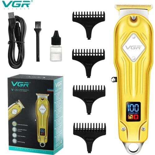 VGR barber LCD display hair trimmer rechargeable USB hair clipper men beard trimer hair cutting machine haircut head trim facial