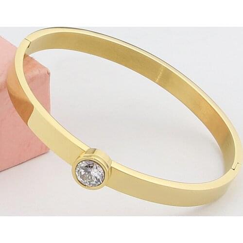 Fashionable And Generous Selling Stainless Steel Smooth High Quality Crystal Bracelet Party Gift Love Bangle Jewelry Wholesale