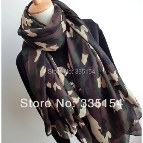 2015 Latest Women Camo Linen Cotton Scarf Camo Print Big Size Shawls Wraps Hijabs 5pcs/lot