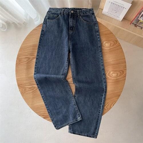 Spring and summer new style street casual high-waisted straight jeans women, sexy all-match slim long jeans women 4 colors