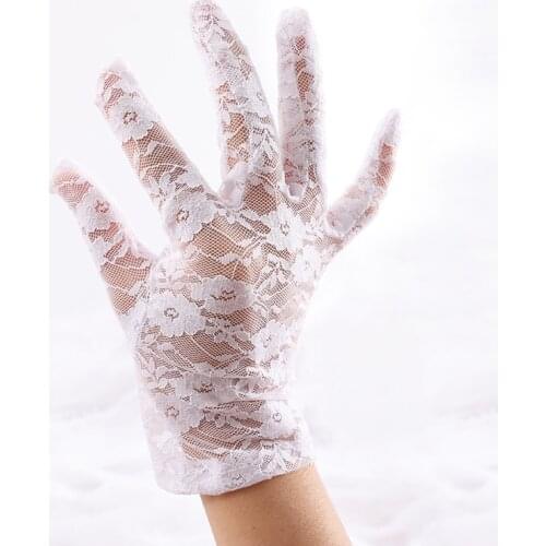 New Womens Summer Stage Performance Etiquette Bride Sunshade Black Gloves Ladies Ssexy Flowers Hollow Thin Driving Gloves