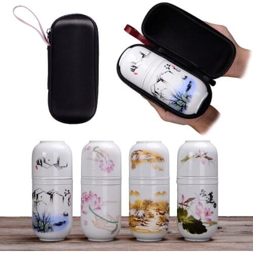 Chinese Style Portable Travel Tableware Ceramic Gaiwan Tea Set